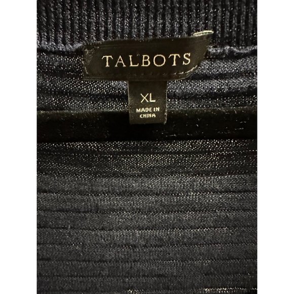 Talbots size XL navy textured lightweight 3/4 sleeve tunic sweater - Picture 3 of 6